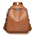 Mochila vintage marrón para mujer en cuero sintético texturizado con cremalleras metálicas - Marrón