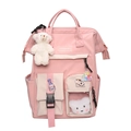 Sac à dos rose style japonais pour étudiante avec pendentif ours et grande capacité - Sac Unique / Rose