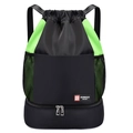 Zaino sportivo con coulisse di grande capacità in nylon nero e verde fluorescente - Verde