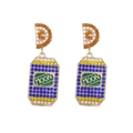 Colorful bottle earrings with crystals, pearls, and MOON lettering on gold metal base - Colorful