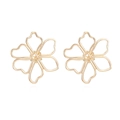 Pendientes de flores huecas doradas minimalistas con un diseño floral 3D ligero - Dorado