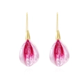 Künstlerische lange Blumen-Ohrhänger mit rosa Farbverlauf und goldenen Ohrhaken - Rosa Farbverlauf (Mehrfarbig)