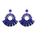Bohemian koningsblauwe kwastjes oorbellen met marquise kristallen en zijden franjes - Blauw