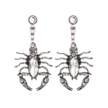 Boucles d'oreilles scorpion gothiques avec strass étincelants en argent vintage - Noir Fusil