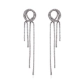 Orecchini lunghi a nappa con strass a cascata e design a cerchio in argento elegante - Canna di Fucile