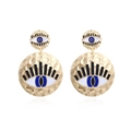 Χρυσά σκουλαρίκια Evil Eye με σμάλτο και σφυρήλατο μεταλλικό φινίρισμα - Χρυσό/Πολύχρωμο