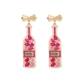 Orecchini a fiocco a forma di bottiglia di champagne con strass rosa per spose e feste - Rosa