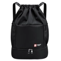 Grande zaino sportivo nero con coulisse in tessuto impermeabile e scomparto per scarpe - Nero