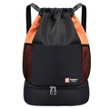 Sac à dos de sport à cordon de grande capacité avec design bicolore orange et noir - Orange