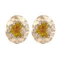 Irregular round gold-tone alloy earrings with colorful rhinestones in a vintage style - Gold-Yellow Gradient