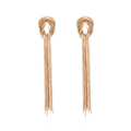 Goldene geknotete Kettenohrringe mit langen Fransen und elegantem Metall-Tropfendesign - Gold