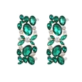 Luxurious vintage geometric floral earrings encrusted with green emerald rhinestones - Green