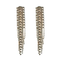 Elegante goldene Smaragd-Strass-Ohrringe mit langen Fransen und Vintage-Kristallanhänger - Grün
