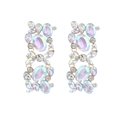 Vintage gold earrings with colorful rhinestones and floral geometric drop crystals - Gold AB Rhinestone