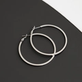 Polished silver large hoop earrings with minimalist metal design for modern women fashion - Large (5CM) / Silver