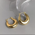 Orecchini a cerchio dorati lucidi a forma di mezzaluna in stile U minimalista - Oro