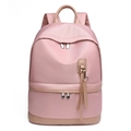 Zaino da donna rosa impermeabile in nylon con finiture beige e nappa decorativa - Rosa