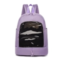 Elegante zaino viola da donna in tessuto Oxford con grande tasca frontale trasparente - Violetto