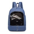 Zaino blu in tessuto Oxford con finestra trasparente e scomparto inferiore per viaggi - Blu