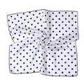 Elegante foulard di seta bianco a pois neri classici con finitura satinata - 50cm x 50cm / Bianco a pois neri