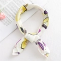 Elegant silk scarf featuring yellow perfume bottle print and stylish knotted design - Xiao Xiang Beige (FX-38)