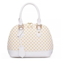 Borsa a mano bianca da donna con motivi di trifoglio dorati e dettagli metallici - Bianco