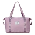 Large lavender travel duffel bag with bottom shoe compartment and durable nylon fabric - Purple