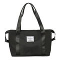 Large capacity black travel duffel bag made of waterproof nylon for sports and fitness - Black