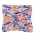 Silk square scarf featuring vintage belt print in purple, orange, and royal blue - 50cm x 50cm / Purple Orange Equestrian Style (FX-14)