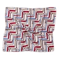 Silk square scarf with vintage geometric belt print in red and navy blue on white - 50cm x 50cm / White Geometric Belt Print (FX-16)