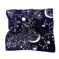 Navy blue silk square scarf with white celestial moon and star pattern prints - 50cm x 50cm / Navy Blue Starry Sky (FX-23)