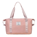 Pink large capacity fitness travel bag with dry wet separation shoe compartment - Pink