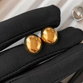 Minimalistische goldene Bohnen-Ohrstecker mit Hochglanzpolitur in modernem ovalem Design - Gold (Echtgold Vergoldet) F214