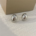 Polierte silberne ovale Ohrstecker mit minimalistischem Kiesel-Design in Hochglanz-Optik - Silber (Echtgold Vergoldet) F214