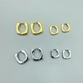 Pendientes de aro cuadrados en oro y plata con opciones de tamaño pequeño y grande - Grande (G301) / Dorado