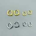 Pendientes de aro cuadrados bañados en oro de 18K y plata en tallas S y L - Grande (G301) / Plateado