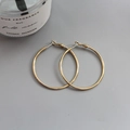 Macro view of minimalist 18K gold-plated hoop earrings with hook locking design - Gold (5cm)