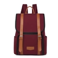 Sac à dos bordeaux léger avec garniture en cuir marron et boucles métalliques - Rouge