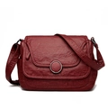 Borsa a tracolla retrò in morbida pelle bordeaux con fibbia rotonda in argento - Rosso