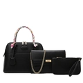 Ensemble de 3 sacs à main en cuir grainé noir avec sac cabas, bandoulière et pochette - Ensemble multi-pièces / Noir