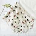Silk-feel square neck scarf featuring elegant butterfly floral patterns in beige and orange - 50*50CM / Cream Orange Floral Butterfly Style (FX-17)