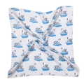 Satin square neck scarf featuring white base and blue swan print pattern decoration - 50cm x 50cm / White Swan Pattern (FX-9)