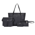 Graues vierteiliges Set aus Shopper, Umhängetasche und Clutch mit geometrischem Muster - Schwarz