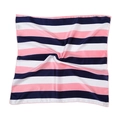 Navy blue and pink striped square silk scarf with a polished satin finish - 50cm x 50cm / Navy Pink White Stripe (FX-67)