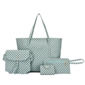 Set 4 pezzi borse da donna verde chiaro con stampa geometrica e borsa a tracolla - Set da 4 / Verde