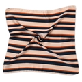 Silk-like square scarf featuring classic navy blue and orange horizontal stripes - 50cm x 50cm / Navy Orange Beige Stripe (FX-70)