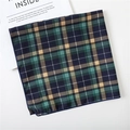 Classic British plaid square scarf in deep blue and forest green tartan pattern - 50*50CM / British Preppy Style Classic Plaid Style (FX-24)