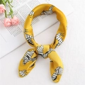 Elegant bright yellow zebra pattern silk scarf tied in a stylish bow on a magazine - 50cm x 50cm / Yellow Zebra Pattern (FX-85)