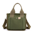 Borsa tote versatile in tela verde militare con tasche multiple e tracolla regolabile - Verde Militare