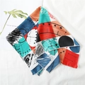 Abstract geometric pattern silk scarf with colorful print for neck or hair styling - 50*50CM / Multicolor Abstract Geometric Wave Pattern Style (FX-29)